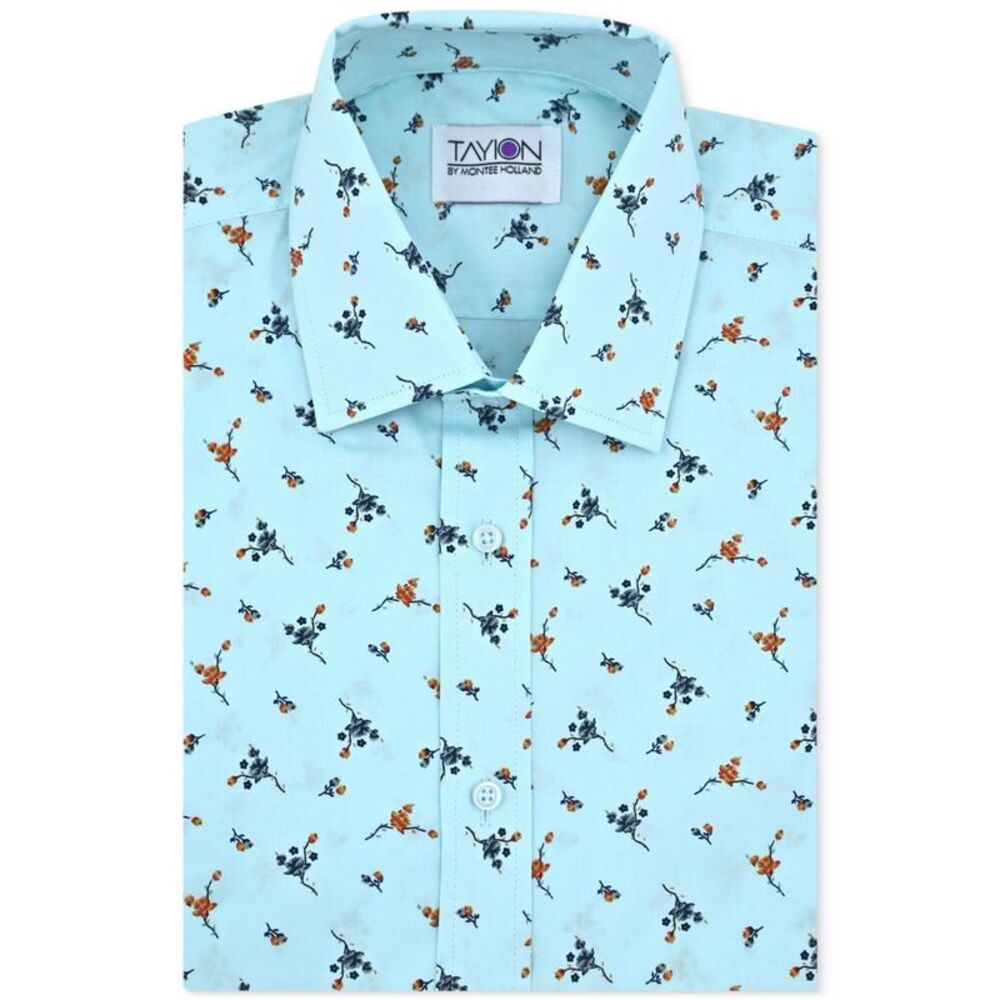 Tayion Collection Mens Printed Botanical Button Down Dress Shirt, , 15-15.5 N...